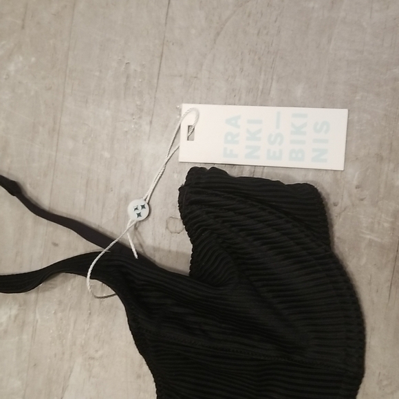 💕FRANKIE'S BIKINIS💕 Anna Ribbed Underwire Bikini Top ~ Black Large L NWT - Picture 7 of 9
